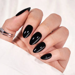 Tiny Black Almond Nails - Press On Nails