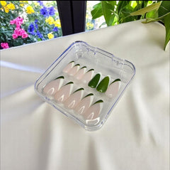 Nude Green White French Tip - Press On Nails