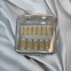 Korean French Tips Almond - Press On Nails